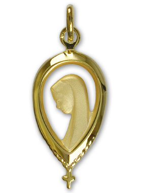 Médaille Goutte Vierge au Voile en Plaqué Or - 20 mm (pic 1)