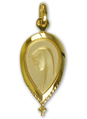 Médaille Goutte Vierge Marie au Voile en Plaqué Or (pic 1)
