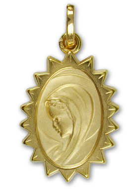 Médaille Vierge au Voile Profil Gauche en Plaqué Or - 20 mm (pic 1)