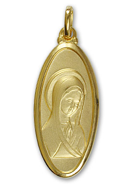 Médaille Vierge au Voile Profil Droit en Plaqué Or - 28 mm (pic 1)