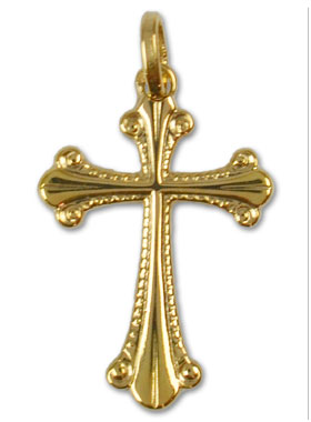 Croix Sculptée en Plaqué Or 18 Carats - 22 mm (pic 1)