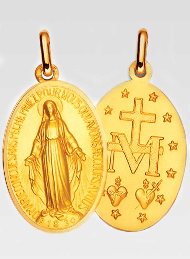 Médaille Miraculeuse Or Massif 18 Carats - 16 mm (pic 2)