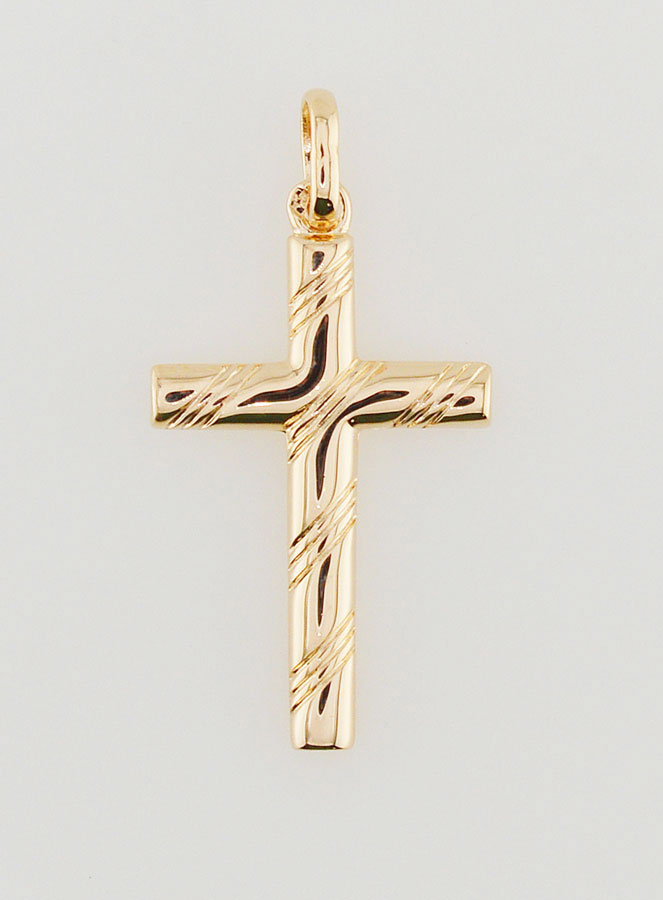 Pendentif Croix de Lourdes en Plaqué Or - 25mm (pic 1)