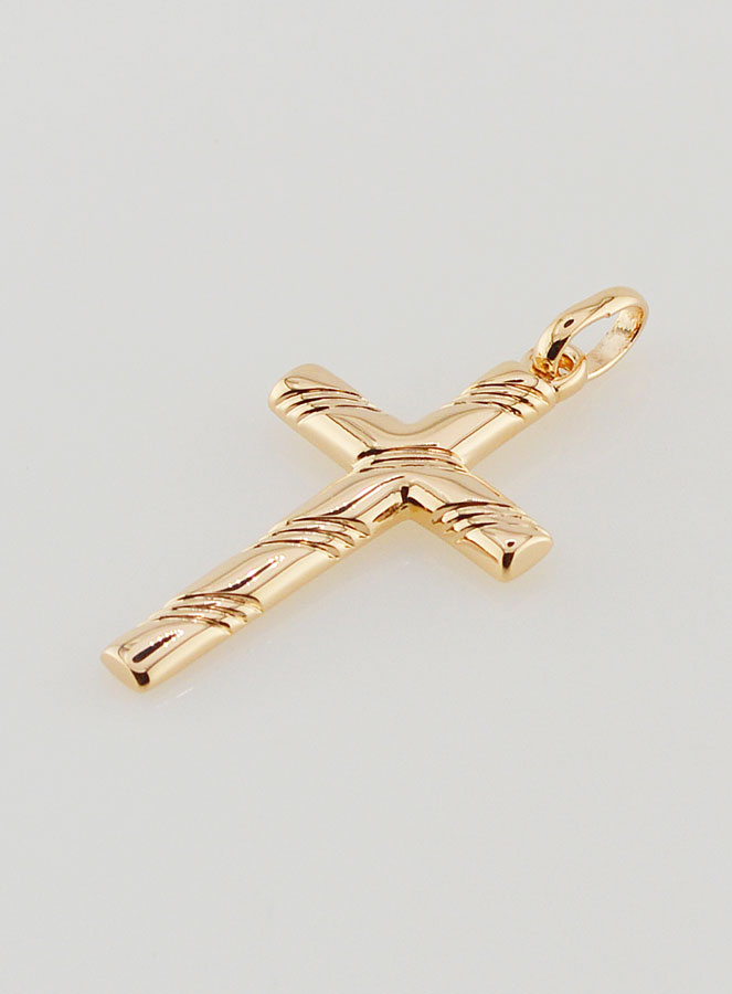 Pendentif Croix de Lourdes en Plaqué Or - 25mm (pic 4)