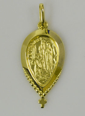Médaille Goutte Notre Dame de Lourdes en Plaqué Or (pic 1)