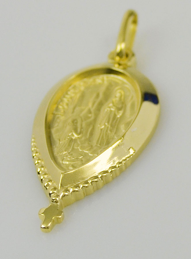 Médaille Goutte Notre Dame de Lourdes en Plaqué Or (pic 3)
