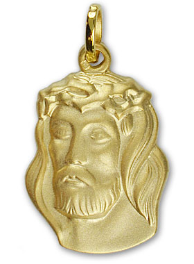 Médaille Pépite Tête du Christ en Plaqué Or 18k (pic 1)