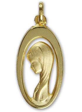 Médaille Ajourée Vierge au Voile en Plaqué Or - 25 mm (pic 1)