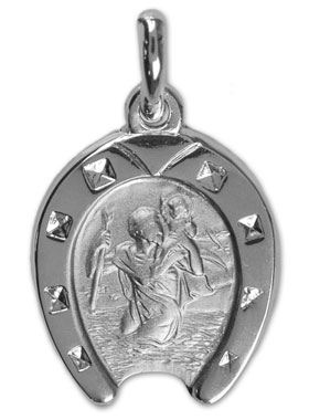 Médaille Fer à Cheval Saint Christophe en Argent 925/1000 (pic 1)