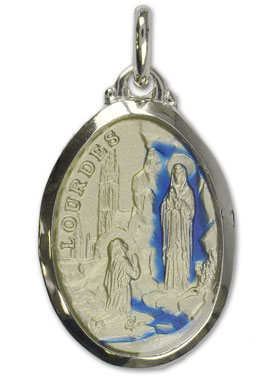 Médaille Notre Dame de Lourdes en Argent et Email (pic 1)