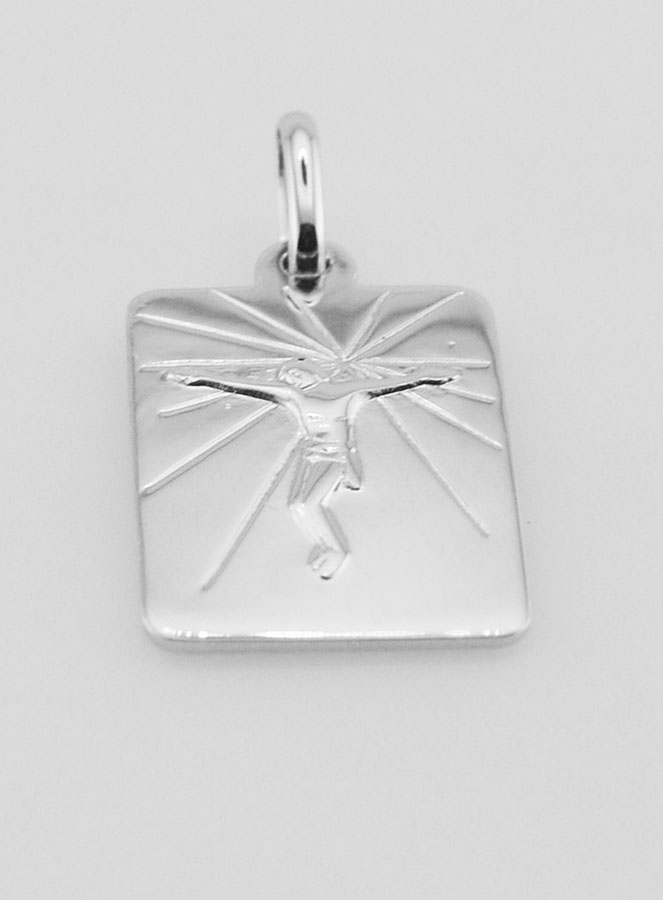 Médaille Plaque Jésus-Christ en Argent 925/1000 (pic 2)