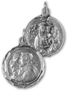 Médaille Padre Pio en Métal Argenté - 18 mm (pic 1)