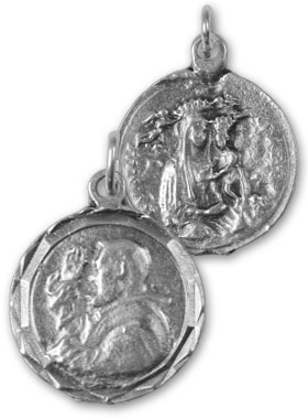 Médaille Padre Pio en Métal Argenté - 18 mm (pic 2)