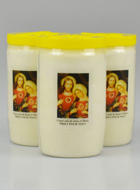 3 Bougies de Dévotion Coeurs Unis de Jésus et Marie - 3 Jours (pic 1)
