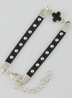 Bracelet Croix Mode Strass - Cuir et Argenté (pic 1)