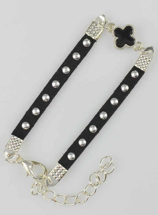 Bracelet Croix Mode Strass - Cuir et Argenté (pic 2)