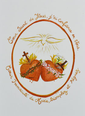Carte de Prière - Coeurs Unis de Jésus et Marie (pic 1)