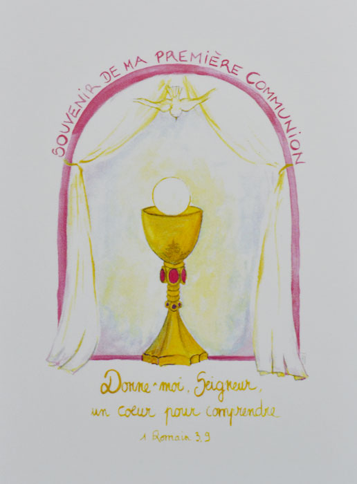 Carte de Première Communion - Souvenir - Rose (pic 2)