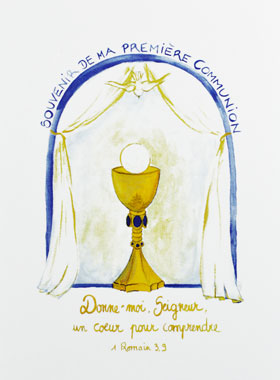 Carte de Première Communion - Souvenir - Bleu (pic 1)