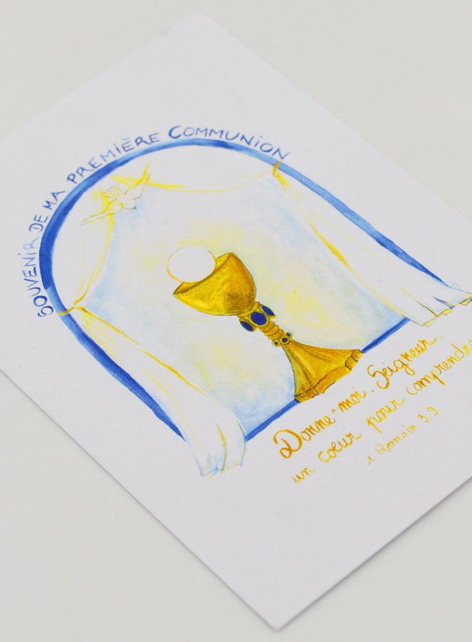 Carte de Première Communion - Souvenir - Bleu (pic 3)