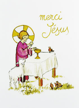 Carte de Communion - Merci Jésus - Rose (pic 1)
