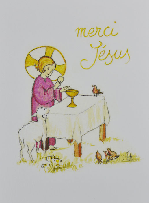 Carte de Communion - Merci Jésus - Rose (pic 2)