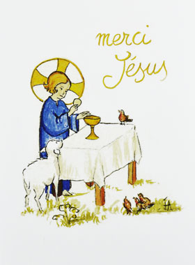 Carte de Communion - Merci Jésus - Bleu (pic 1)