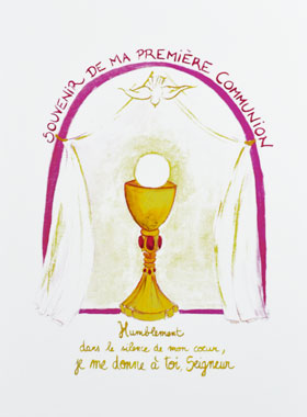 Carte Souvenir de Première Communion - Rose (pic 1)