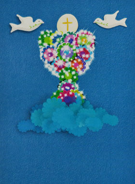 Carte de Communion - Calice de Vie et Fleurs (pic 1)