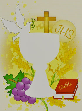 Carte de Communion - Calice Vin et Pain de Vie (pic 1)