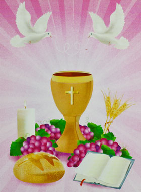 Image de Communion - Calice Vin et Pain de Vie Rose (pic 1)
