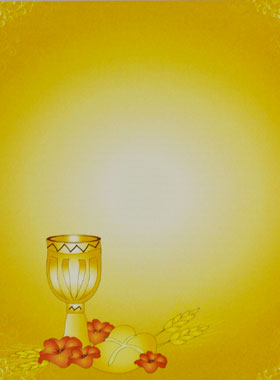 Carte de Communion - Calice Vin et Pain de Vie Or (pic 1)