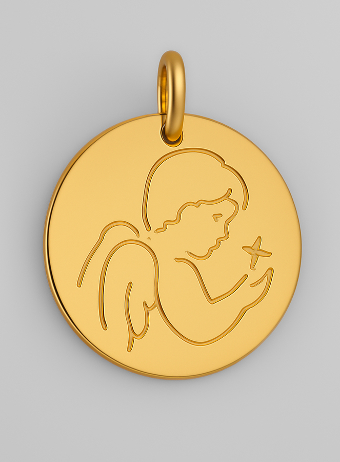 Médaille de Baptême Ange-Gardien en Or 375/1000 (pic 1)