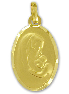Médaille Vierge à L'Enfant Jésus en Or 375/1000 (pic 1)