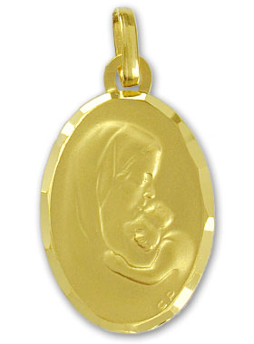 Médaille de Baptême Vierge à L'Enfant en Or (pic 1)