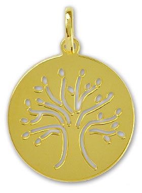 Médaille de Baptême Arbre de Vie en Or 9 Carats (pic 1)