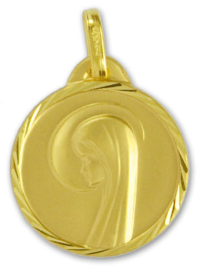Médaille Vierge Marie au Voile en Or Massif 9 Carats (pic 1)