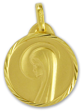 Médaille de Baptême Vierge au Voile en Or Massif 9 Carats (pic 1)