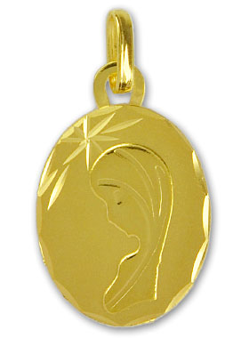 Médaille de Baptême Vierge Marie à l'Étoile en Or Massif (pic 1)