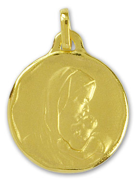 Médaille de Baptême Vierge à L'Enfant Jésus en Or (pic 1)