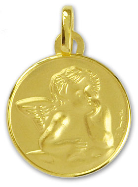 Médaille de Baptême Ange Protecteur - Raphaël en Or (pic 1)