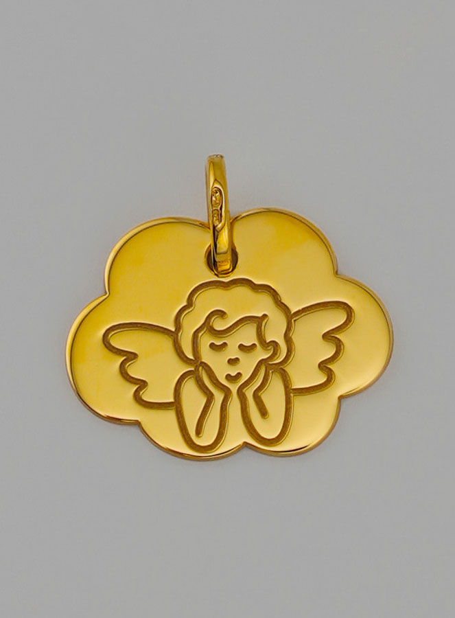 Médaille Ange Protecteur - Nuage en Or 375/1000 (pic 1)