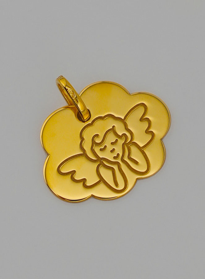 Médaille Ange Protecteur - Nuage en Or 375/1000 (pic 2)