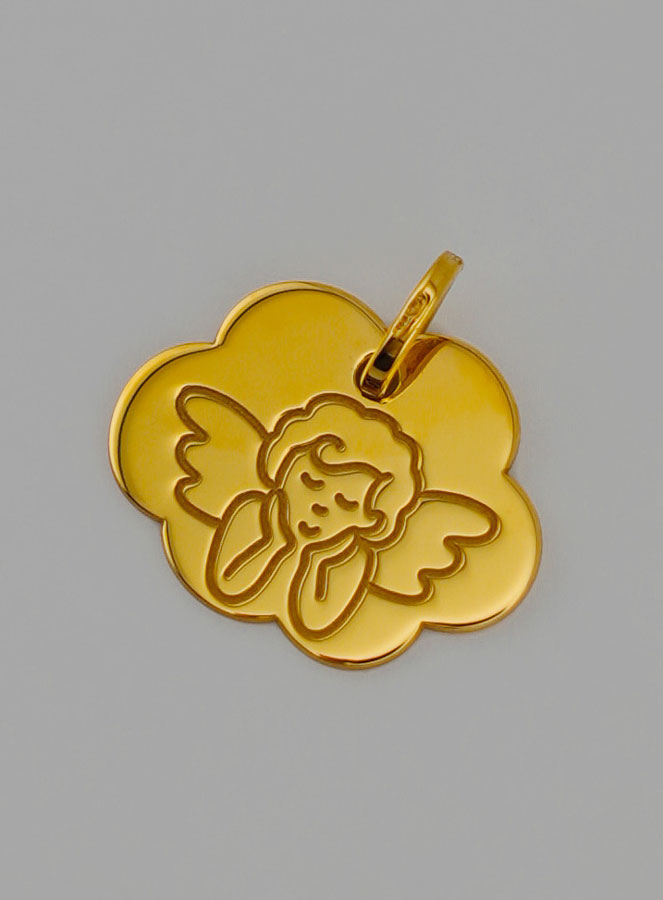 Médaille Ange Protecteur - Nuage en Or 375/1000 (pic 3)