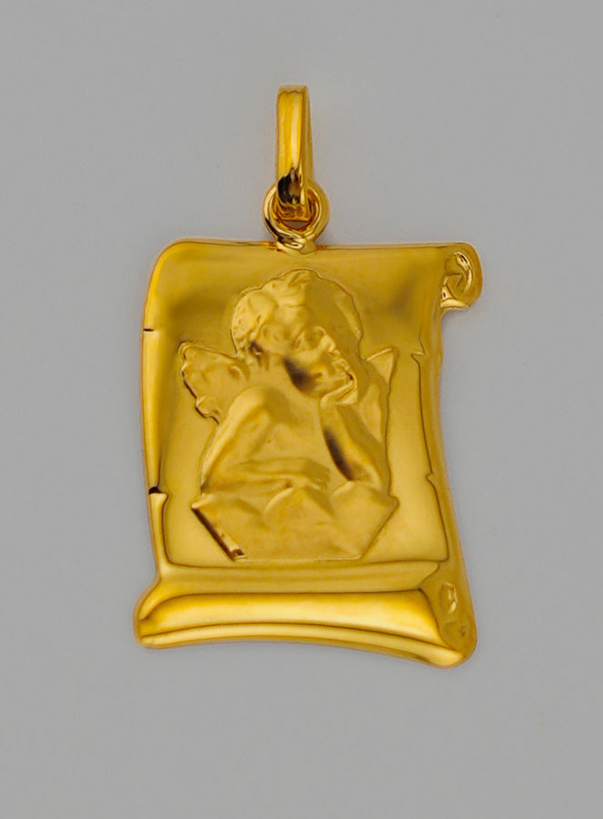 Médaille Parchemin Ange-Gardien en Or 375/1000 (pic 1)