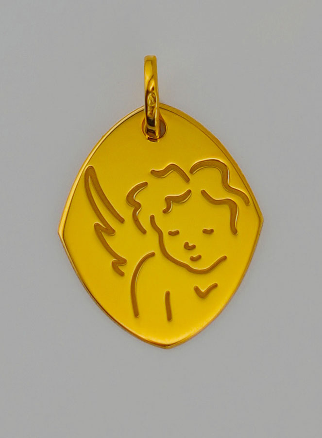 Médaille Ange Protecteur - Losange en Or 375/1000 (pic 1)