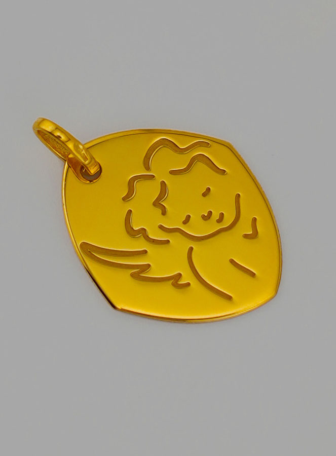Médaille Ange Protecteur - Losange en Or 375/1000 (pic 2)