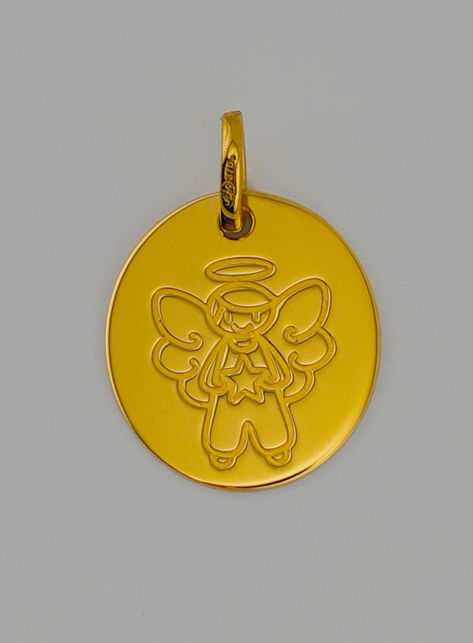 Médaille Ange-Gardien Modèle Garçon en Or 375/1000 (pic 1)
