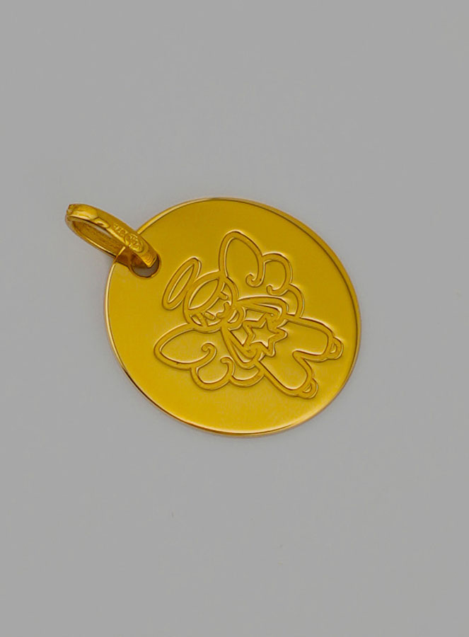 Médaille Ange-Gardien Modèle Garçon en Or 375/1000 (pic 2)