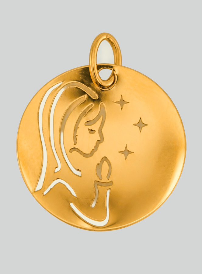 Médaille de Baptême Vierge en Prière aux étoiles en Or (pic 3)